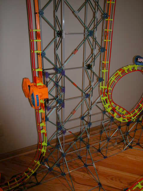 Rocket coaster track middle tower right side view