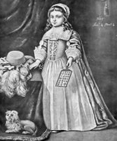 Miss Campion holding a hornbook, 1661. From Tuer’s History of the Horn-Book.