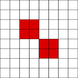 64 squares with 8 red