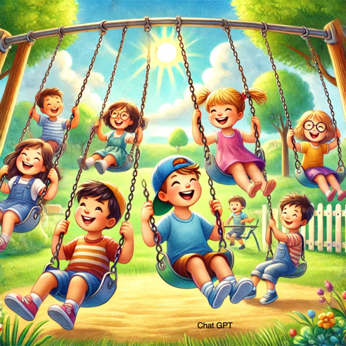 Children swinging